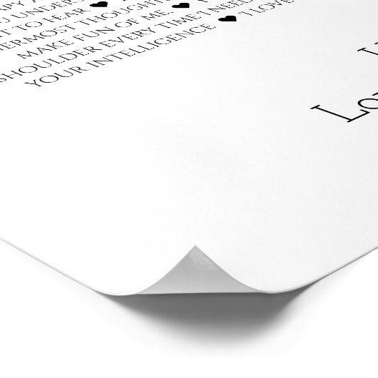 reden waarom wij van u poster Black font 50 houden (Hoek)