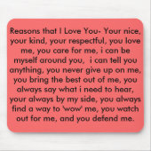 Redenen dat ik van je hou... muismat (Voorkant)