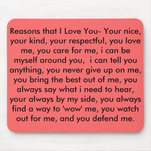 Redenen dat ik van je hou... muismat (Voorkant)