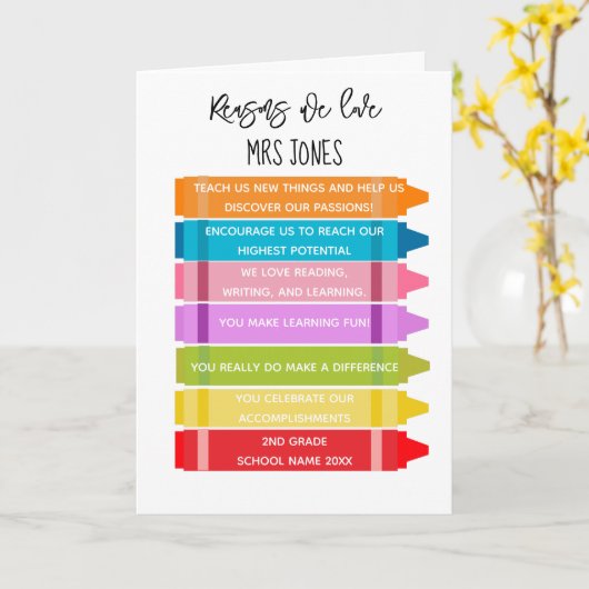 Redenen dat we van je leraar houden kaart (Gele Bloem)