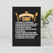 Redenen om met een chefkok, kok, koken, keuken of  bedankkaart (Staand voorkant)