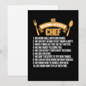 Redenen om met een chefkok, kok, koken, keuken of  bedankkaart (Voorkant / Achterkant)