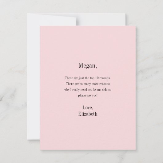 Redenen om mijn junior Bridesmaid-voorstel Kaart t (Achterkant)