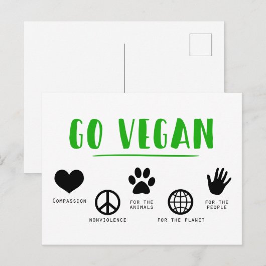 Redenen om Vegan te gaan Briefkaart (Voorkant / Achterkant)