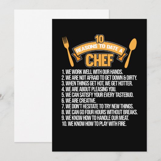 Redenen tot op heden koken koken keukengerei bedankkaart (Voorkant / Achterkant)