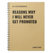 Redenen waarom ik nooit een grappig citaat zal gev notitieboek (Voorkant)