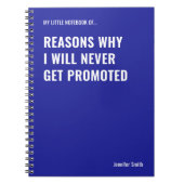 Redenen waarom ik nooit een grappig citaat zal gev notitieboek (Voorkant)