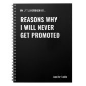 Redenen waarom ik nooit een grappig citaat zal gev notitieboek (Voorkant)