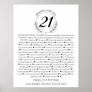 redenen waarom ik van je 21ste verjaardag Poster h