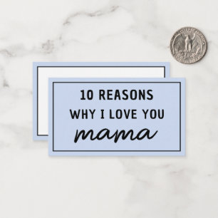 Redenen waarom ik van je hou mama Moederdag Schatt Notitiekaartje