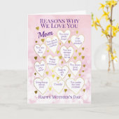 Redenen waarom ik van je hou op Moederdag Kaart (Gele Bloem)