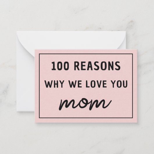 Redenen waarom we houden van je Moederdag Notitiekaartje (Voorkant)