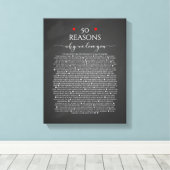 redenen waarom we van je houden, 50 redenen, 60 ja canvas afdruk (Insitu (Houten vloer))