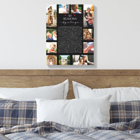 redenen waarom we van je houden, 50 redenen, 60 ja canvas afdruk (Insitu (Slaapkamer))
