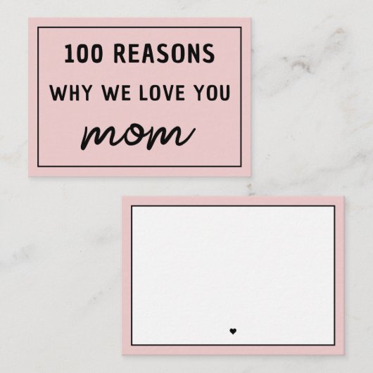Redenen waarom we van je houden mama Moederdag Cut Notitiekaartje (Voorkant / Achterkant)