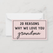 Redenen waarom we van je houden oma Schattig Notitiekaartje (Voorkant)
