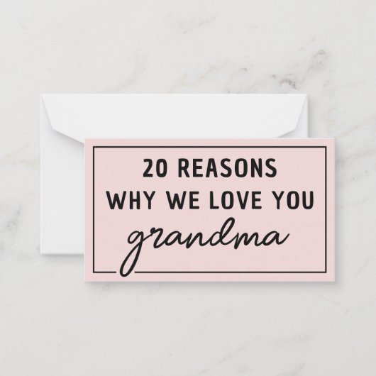 Redenen waarom we van je houden oma Schattig Notitiekaartje (Voorkant)