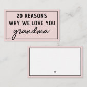 Redenen waarom we van je houden oma Schattig Notitiekaartje (Voorkant / Achterkant)