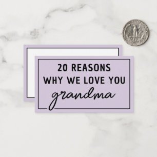 Redenen waarom we van je houden oma Schattig Notitiekaartje