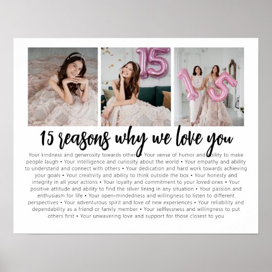 Redenen waarom we van je houden Quinceanera Birthd Poster (Voorkant)