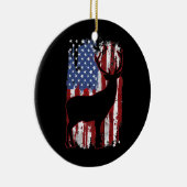 reder Deer USA Flag Deer Hunting American Keramisch Ornament (Rechts)