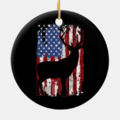 reder Deer USA Flag Deer Hunting American Keramisch Ornament (Achterkant)