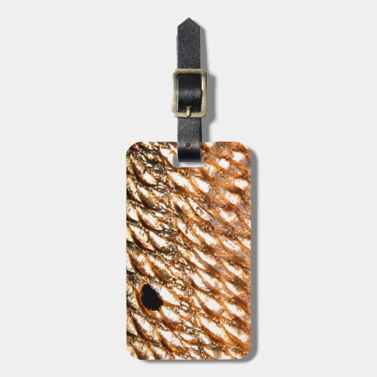 "Redfish" - rode drum door PatternWear© Bagagelabel (Voorkant verticaal)