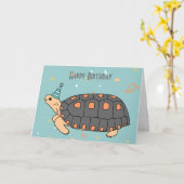 Redfoot Tortoise Verjaardag Kaart 4 (Gele Bloem)