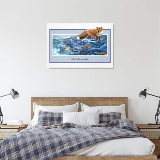 Redfox op het strand canvas afdruk (Insitu (Slaapkamer))