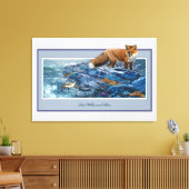 Redfox op het strand canvas afdruk (Insitu (Woonkamer))