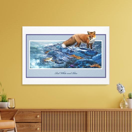 Redfox op het strand canvas afdruk (Insitu (Woonkamer))