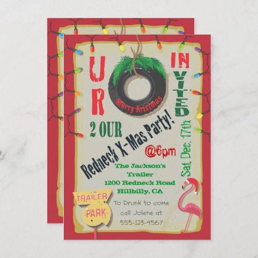 Redhals kerstfeestelijke uitnodigingen (Voorkant / Achterkant)