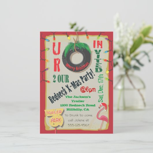 Redhals kerstfeestelijke uitnodigingen (Staand voorkant)