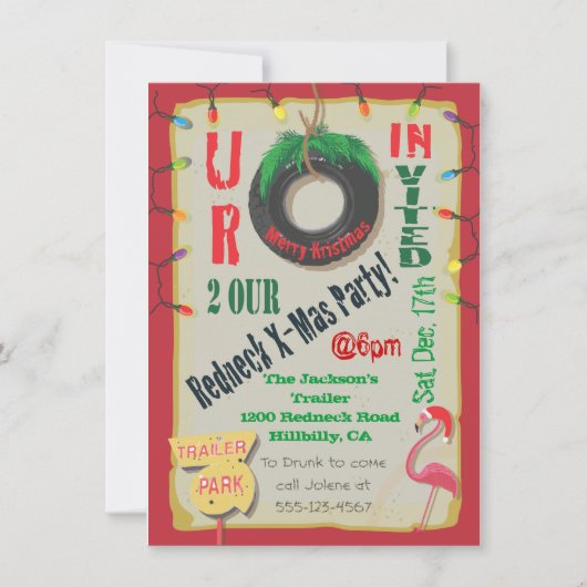 Redhals kerstfeestelijke uitnodigingen (Voorkant)