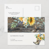 Redhals Wedding Rustic Sunflower Save the Date Briefkaart (Voorkant / Achterkant)