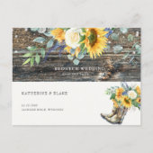 Redhals Wedding Rustic Sunflower Save the Date Briefkaart (Voorkant)