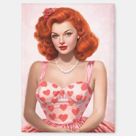 Redhead 1950s Vintage Style Valentine Magnet