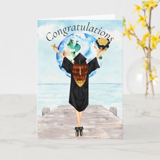 Redhead Afstuderen Gefeliciteerd Kaart (Gele Bloem)