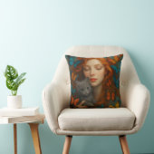 Redhead and kitten Throw Pillow Kussen (Stoel)