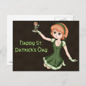 Redhead Anime Girl en Leprechaun Briefkaart (Voorkant / Achterkant)