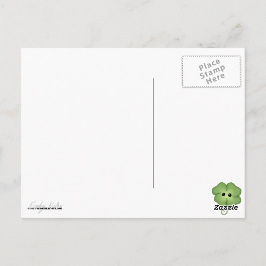 Redhead Anime Girl en Leprechaun Briefkaart (Achterkant)