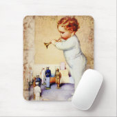 Redhead Baby Boy die Horn blaast tegen soldaten Muismat (Met muis)