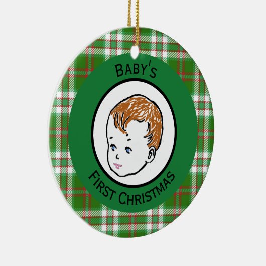 Redhead Baby's Eerste Kerstmis Keramisch Ornament (Rechts)