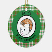  Redhead Baby's Eerste Kerstmis Keramisch Ornament (Links)