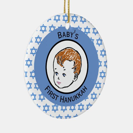Redhead Baby's First Hanukkah Keramisch Ornament (Rechts)