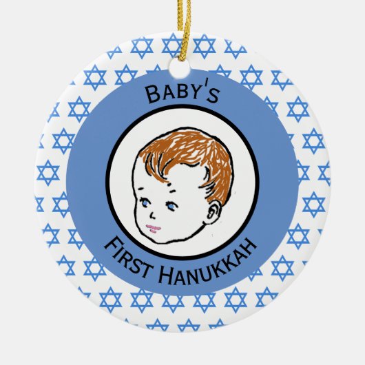 Redhead Baby's First Hanukkah Keramisch Ornament (Voorkant)