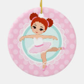Redhead Ballerina - Pink Ballet Dancer Girl Keramisch Ornament (Achterkant)