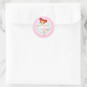 Redhead Ballerina - Pink Ballet Dancer Girl Ronde Sticker (Tas)