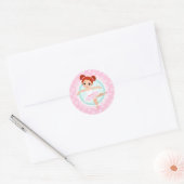 Redhead Ballerina - Pink Ballet Dancer Girl Ronde Sticker (Envelop)