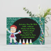 Redhead Boy Scientist Birthday Party Invitation Kaart (Staand voorkant)